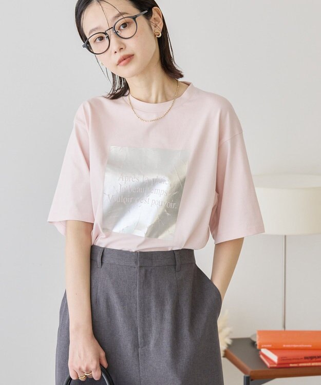 AMERICAN HOLIC ボックスロゴ箔プリントＴシャツ Pink