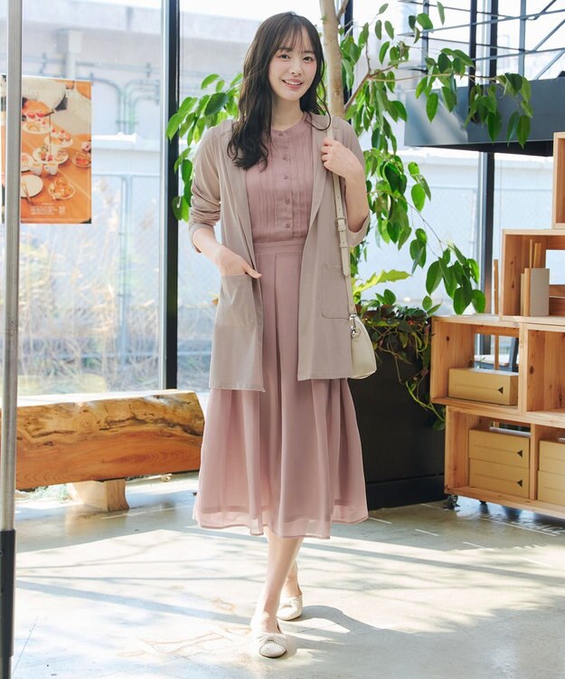 Tiaclasse L 【新色追加】フレアスリーブワンピース ピンク