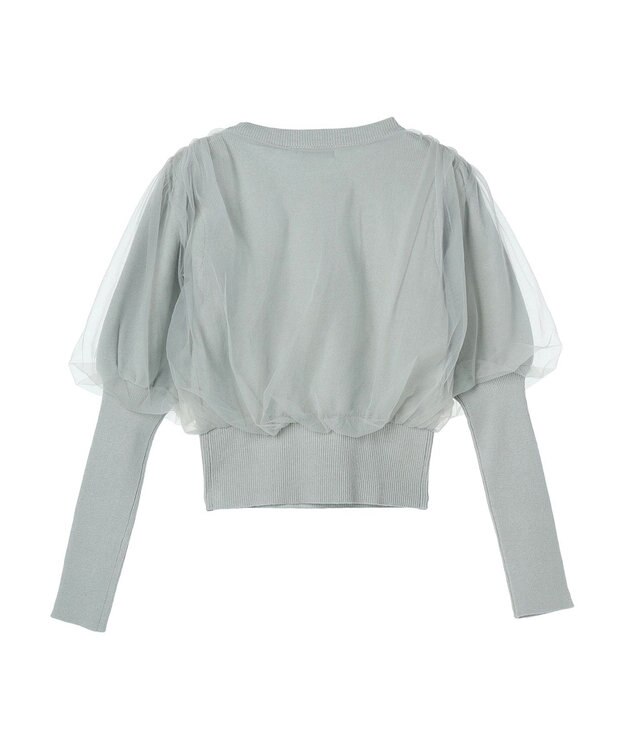 earth music&ecology チュールドッキングニットプルオーバー Blue Green