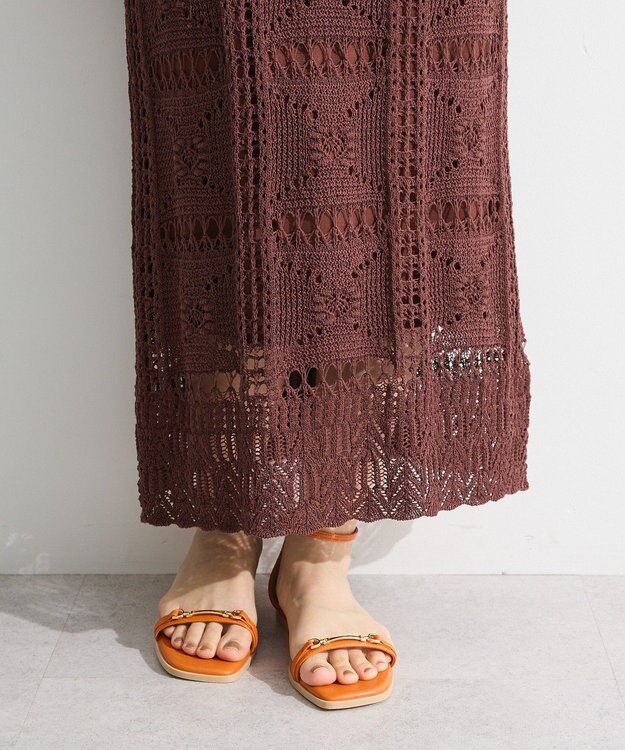 Green Parks クロシェニットスカート White