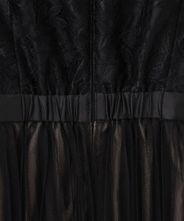 ANY SIS 【洗える】レーシーLuxe ドレス ブラック×キャメル系