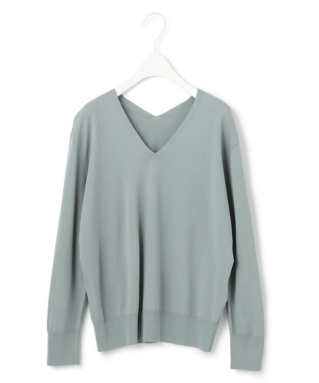 ICB 【WEB限定カラーあり・洗える】シンセティックハイゲージ Vネックプルオーバー ジェイドグレー系