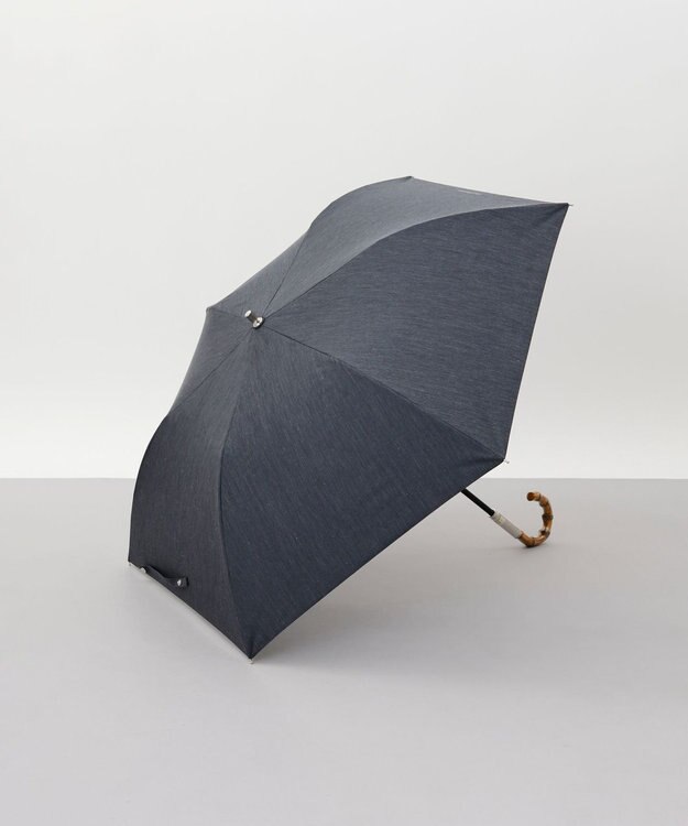 AURORA JILL STUART（ジル スチュアート）プレーン無地 晴雨兼用傘（二 つ折り傘・トップフラット傘） ブラック