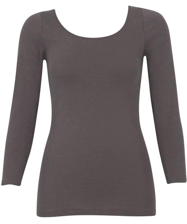 Wing あったかインナー オーガニックコットン混 やわらかくやさしい肌ざわり 【綿の贅沢オーガニック】 綿混 保温性 8分袖 長袖 秋 冬 EL4831ウイング／ワコール グレー