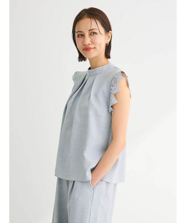 Green Parks ・ＥＬＥＮＣＡＲＥ　ＤＵＥ　リネンライクレースブラウス Gray