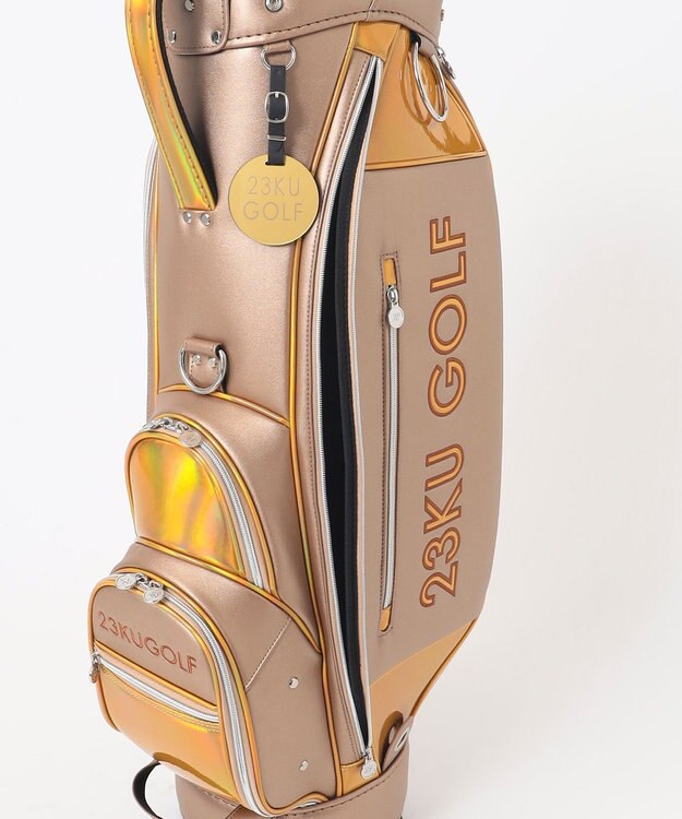 23区GOLF 主役級の華やかさ【UNISEX】ホログラム キャディバッグ 見た目・収納力・機能性抜群 ラウンドに最適！ ベージュ系