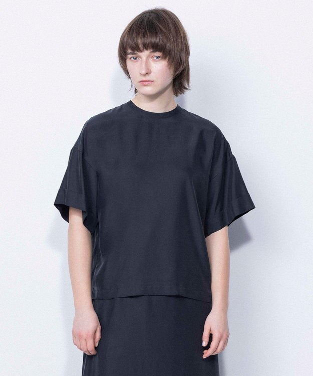 NAVE 【ReNAVE・セットアップ可/洗える/UVケア/接触冷感】フィブリルシャンブレー Tブラウス ブラック系