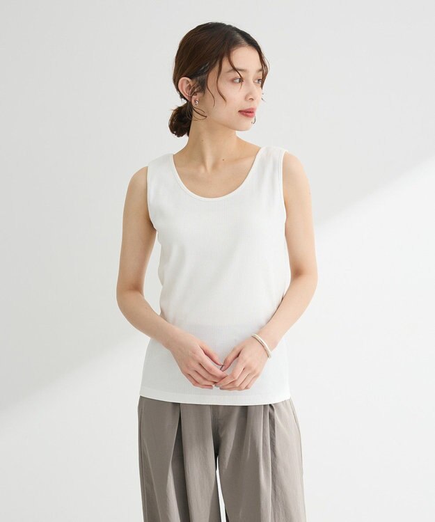 Green Parks 前後２Ｗａｙ　リブタンクトップ Off White