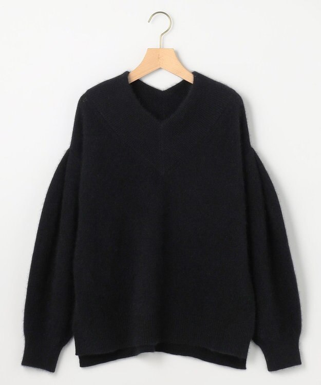 組曲 S フラッフィーファーＶネック ニット ブラック系