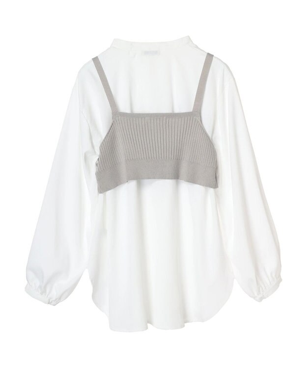 earth music&ecology ＳＥＴ２点ニットビスチェ＋ノーカラーシャツ Off White