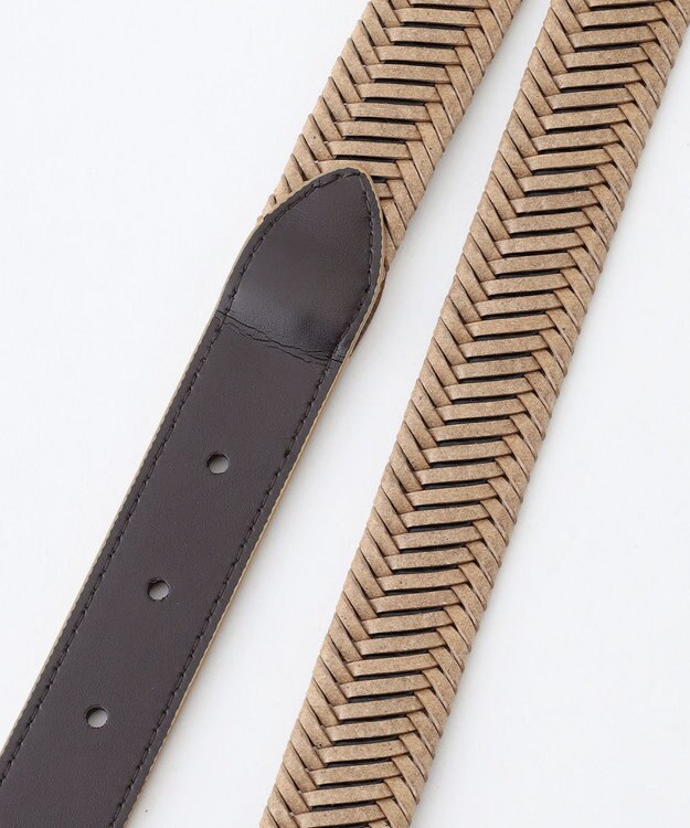 JOSEPH ABBOUD 【イタリア素材/日本製】バックスパインカットレザー ベルト ベージュ系