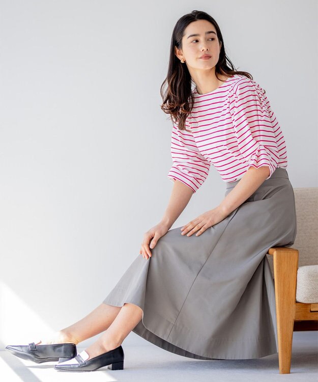 組曲 【5色展開・後ろゴム仕様】カラータフタ スカート ライトグレー系