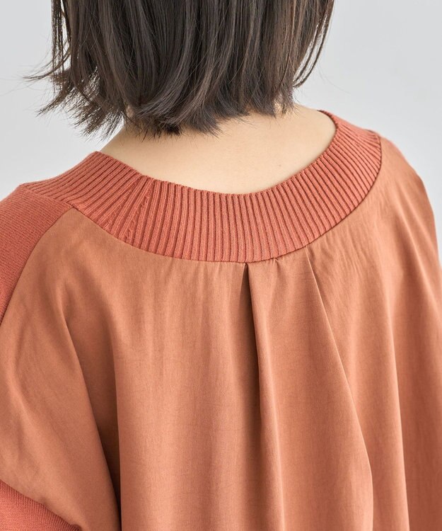 Green Parks 異素材切替ニットチュニック Orange
