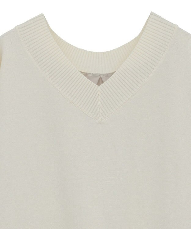 Green Parks 異素材切替ニットチュニック Ecru