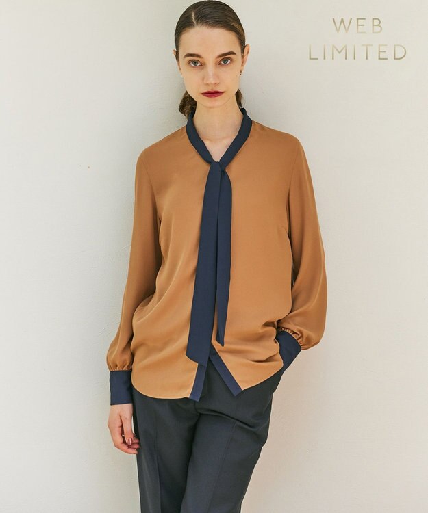 BEIGE， 【WEB限定】MAKALU / ボウタイブラウス Camel