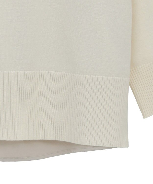 Green Parks 異素材切替ニットチュニック Ecru