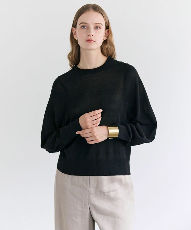 BEIGE， ARSENOPY / コットンドライタッチクルーネックニット Black