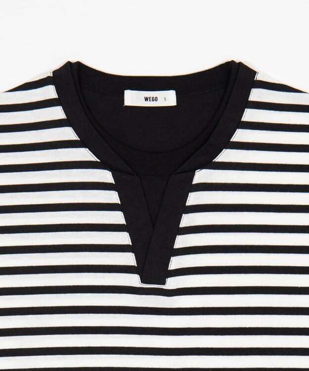 WEGO 【ユニセックス着用ITEM】キーネックフェイクレイヤードT（SS） ブラックボーダー