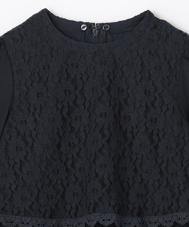 組曲 KIDS 【150-170cm】シフォンプリーツコンビ ワンピース ネイビー系