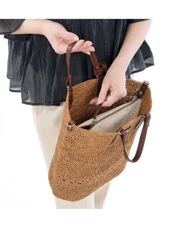 IBIZA ラフィア　2WAYバッグ 濃茶