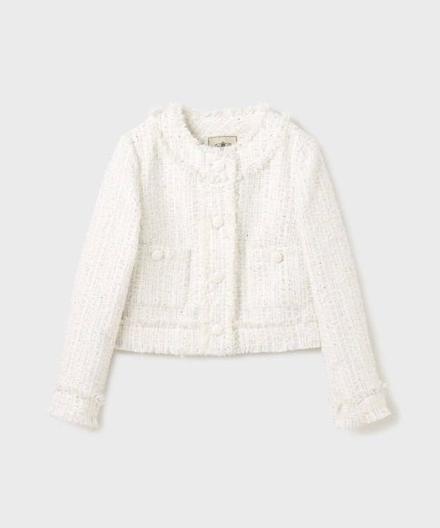 GRACE CONTINENTAL フリンジツイードジャケット ホワイト