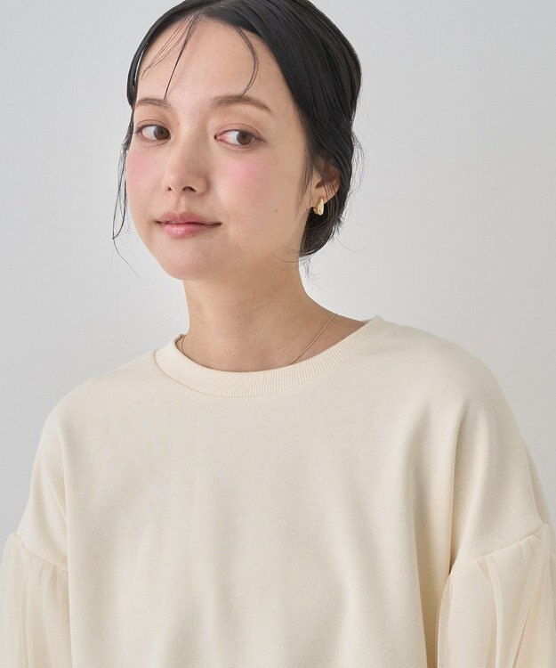 earth music&ecology チュールスリーブスウェット Ivory