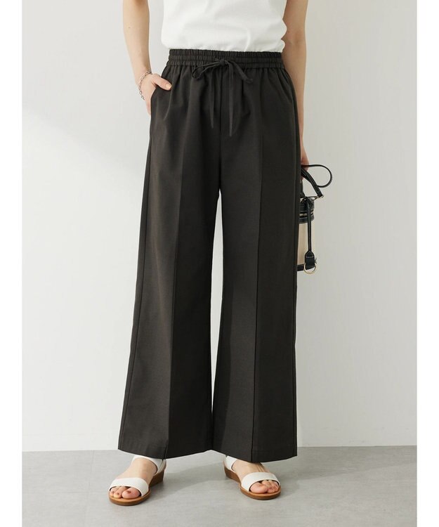 Green Parks 綿麻混イージーワイドパンツ Dark Gray