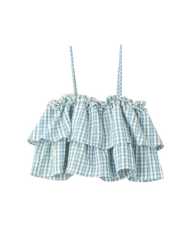 earth music&ecology 【予約】アソートチェックティアードビスチェ チェックサックス