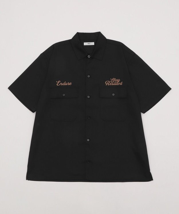 WEGO 【ユニセックス着用ITEM】刺繍ロゴツイルワークシャツ ブラック