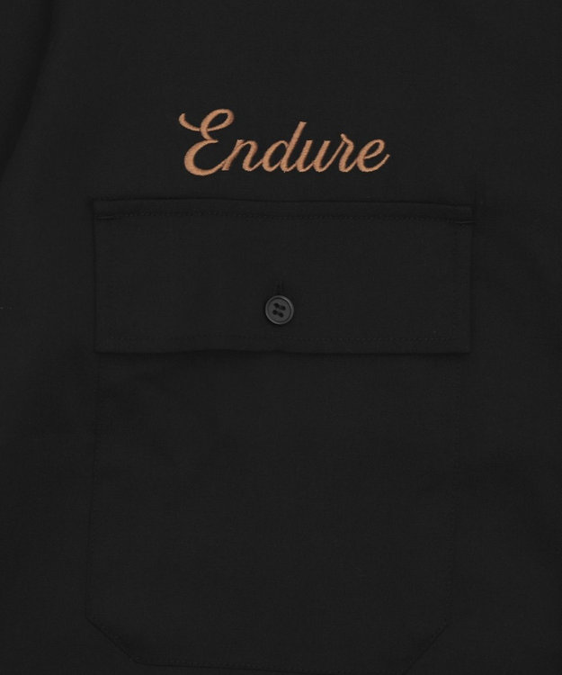 WEGO 【ユニセックス着用ITEM】刺繍ロゴツイルワークシャツ ブラック