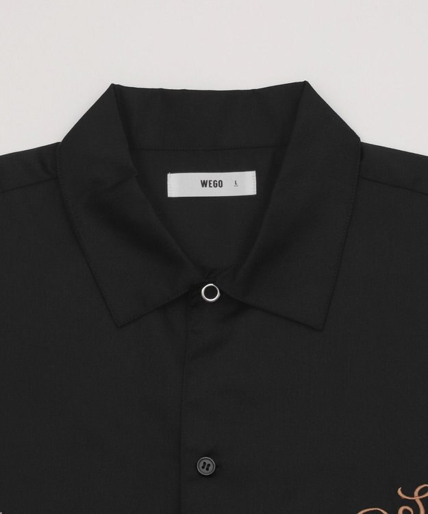 WEGO 【ユニセックス着用ITEM】刺繍ロゴツイルワークシャツ ブラック