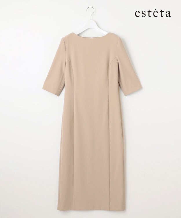 23区 【エステータ】コットンダブルクロス ハーフスリーブワンピース グレージュ系