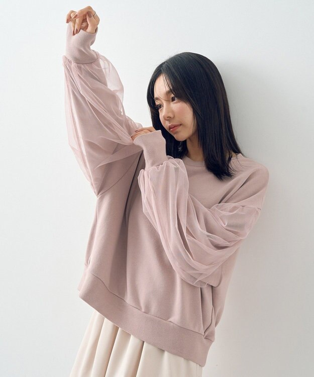 earth music&ecology チュールスリーブスウェット Pink