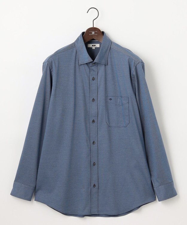 JOSEPH ABBOUD 【キングサイズ・ジャージーシャツで快適な着心地】コンパクトジャージー バーズアイ シャツ ダルブルー系