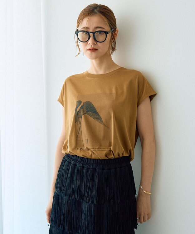 YECCA VECCA フォトプリントノースリーブTee Dark Beige