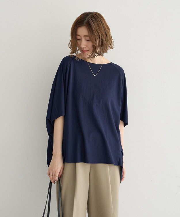 YECCA VECCA 異素材切替バックデザインプルオーバー Navy
