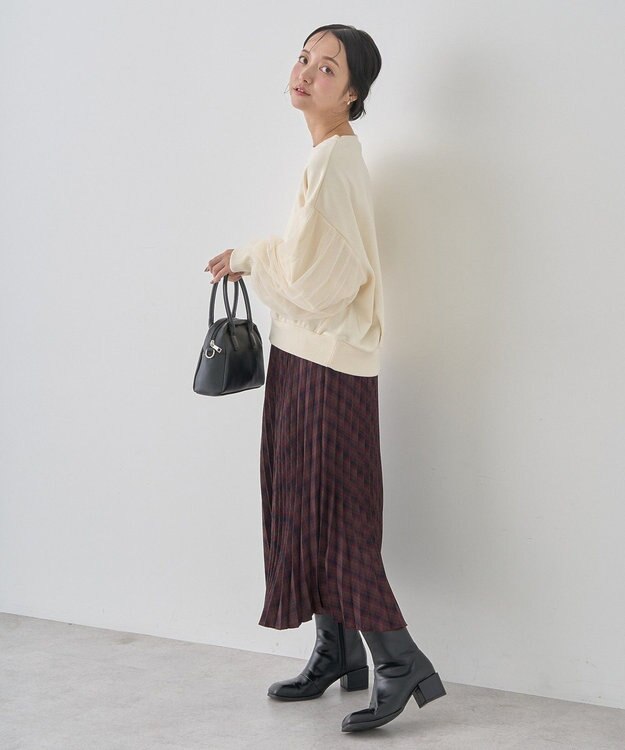 earth music&ecology チュールスリーブスウェット Ivory