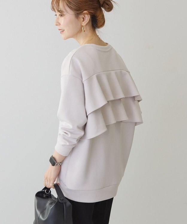 AMERICAN HOLIC 【WEB限定】バックフリルポンチプルオーバー Gray Beige