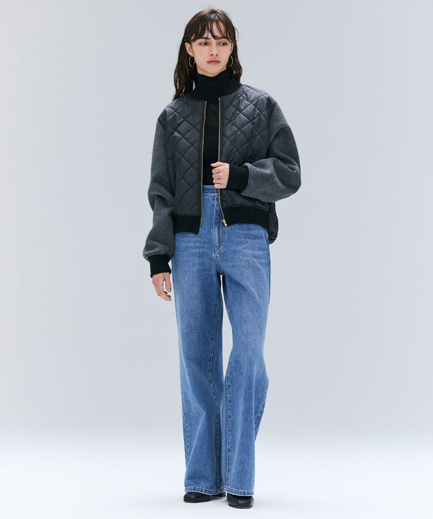 BEIGE， 【GISELe 10月号掲載】DOVER / 異素材ウールキルティングブルゾン Black × Charcoal