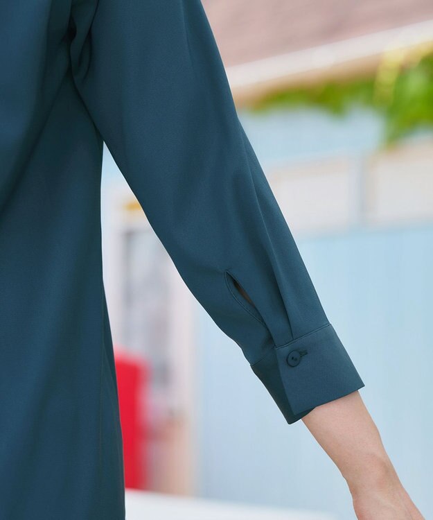 Tiaclasse L 【洗える】ラウンドスリットチュニック ターコイズ