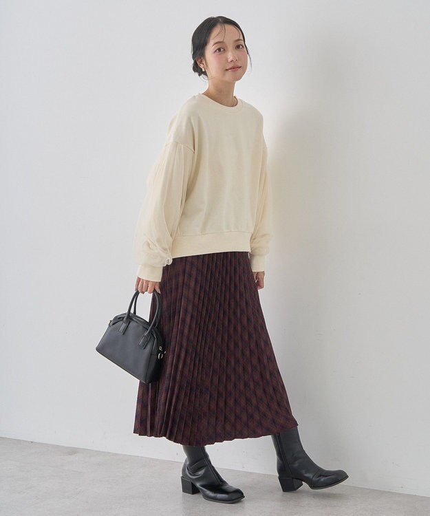 earth music&ecology チュールスリーブスウェット Ivory