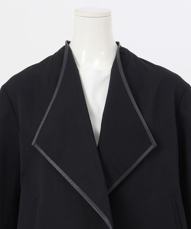 23区 【エステータ】ウールリネン レザートリミング ジャケット ブラック系