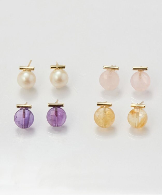 Phoebe 【金属アレルギー対応】パワーストーンバーピアス　シトリン/天然石 イエロー