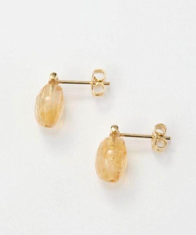 Phoebe 【金属アレルギー対応】パワーストーンバーピアス　シトリン/天然石 イエロー