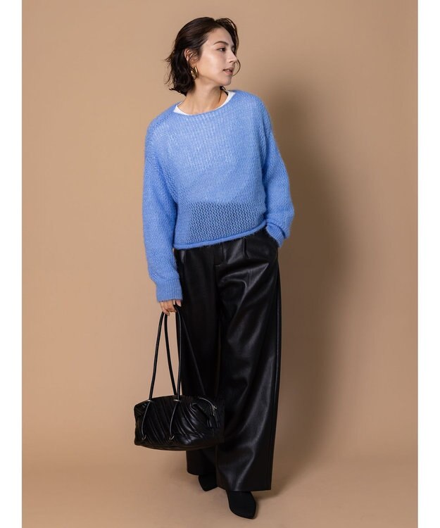 Te chichi 【泉 里香さん着用・Oggi.jp10/23掲載】キャットヤーンメッシュニット ブルー