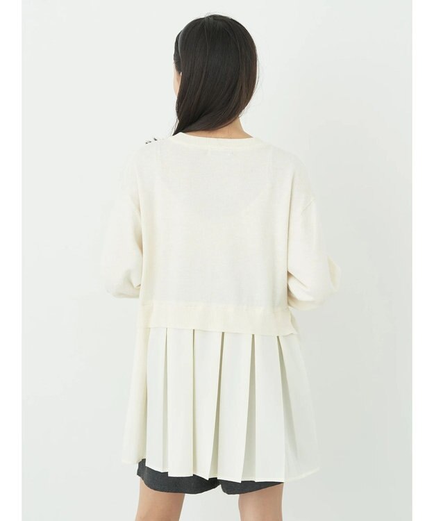 earth music&ecology プリーツドッキングカーディガン Ivory