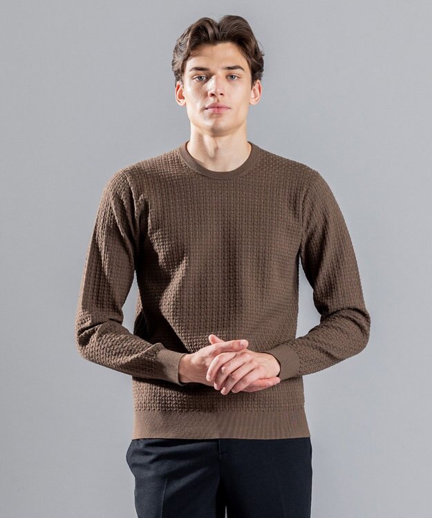 JOSEPH HOMME 【イージーケア】 ヴィスコースリンクス　クルーネックニット キャメル系