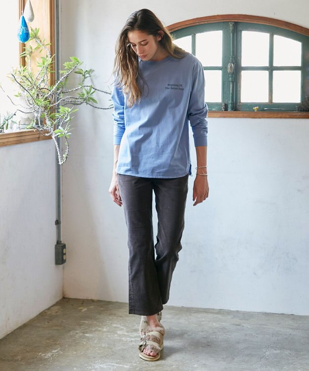 23区 【SLOW】コンパクトシングルジャージー ロゴ Tシャツ アッシュブルー系