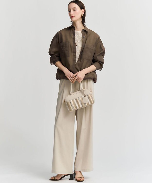 23区 【先行予約/見上愛さん着用】ナイロンコットンシアーボイル ドロストシャツ ブラウン系