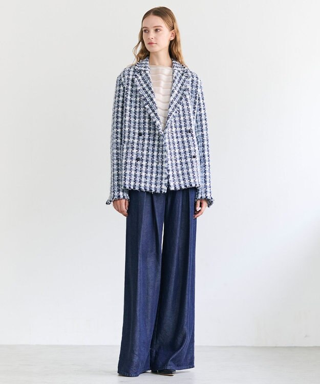 BEIGE， FRANKLIN / ドレープタックワイドパンツ Indigo